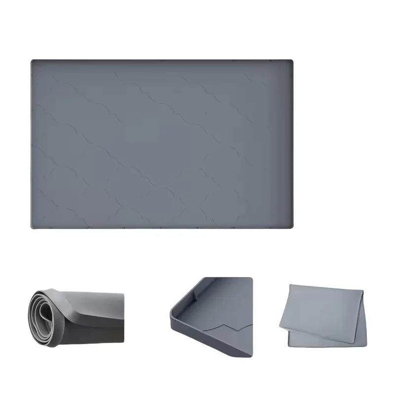 tapis protection évier silicone gris texture carreaux moderne adhésif rapide séchage 22x34inch