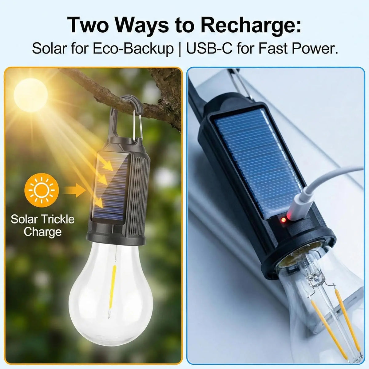 ampoule led solaire rechargeable usb filament doré transparente vintage camping nuit porte