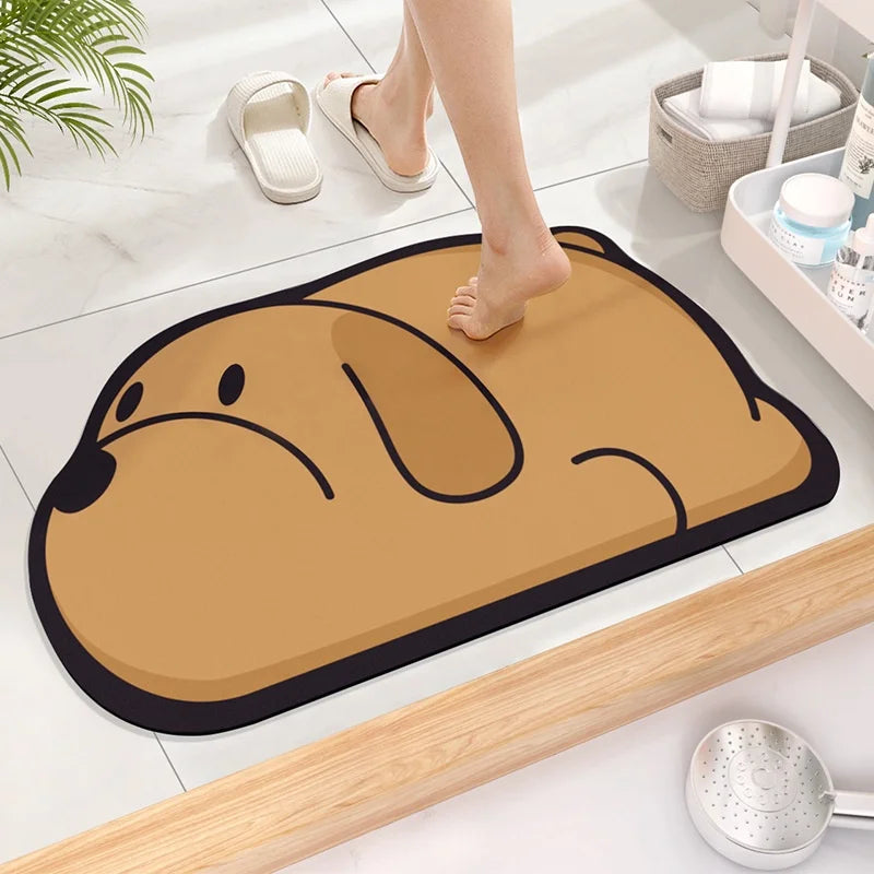 tapis bain absorbant antidérapant animaux cartoon noir blanc vert pandas koalas chats cochons