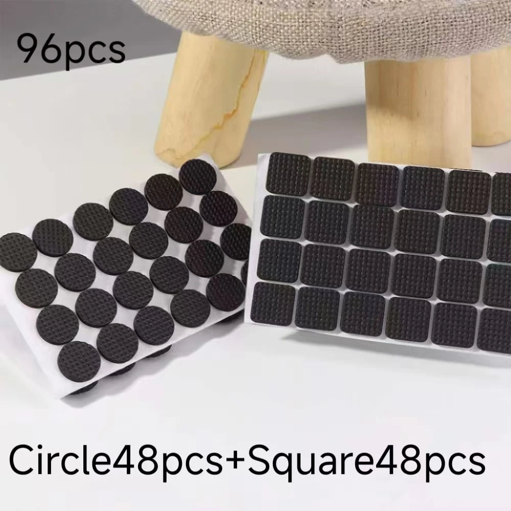 protecteurs pieds meubles adhésifs texturés motifs géométriques noirs pratiques utilitaires 96 pièces rond carré