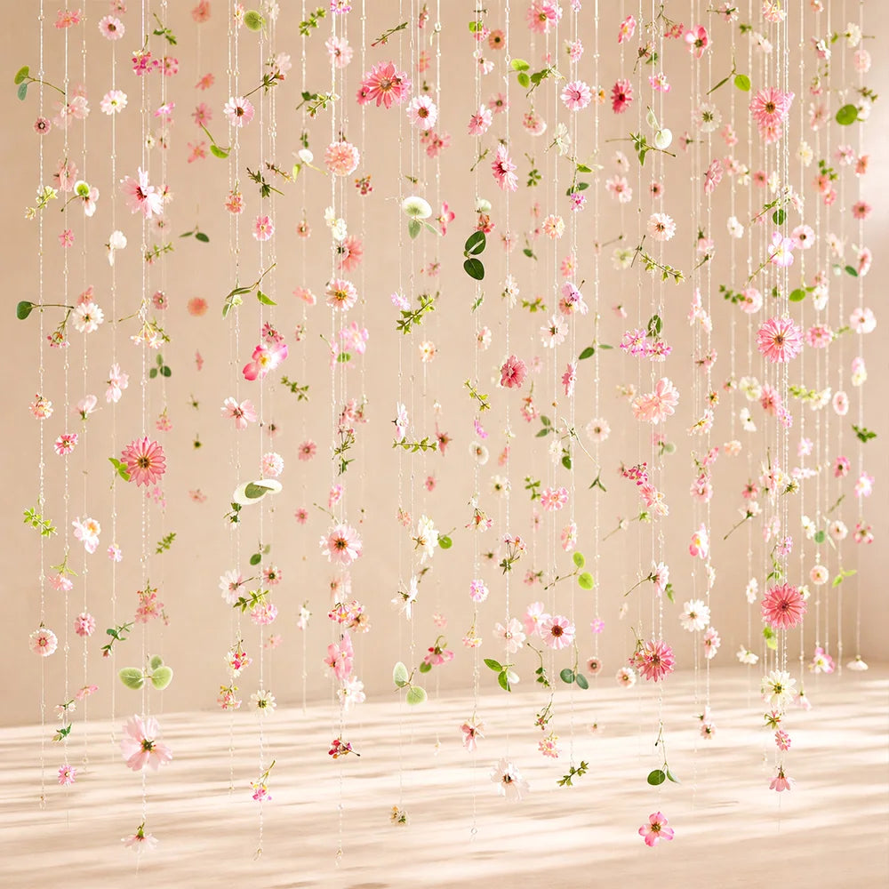 guirlande fleurs artificielles roses feuilles vertes decoration maison mariage anniversaire baby shower