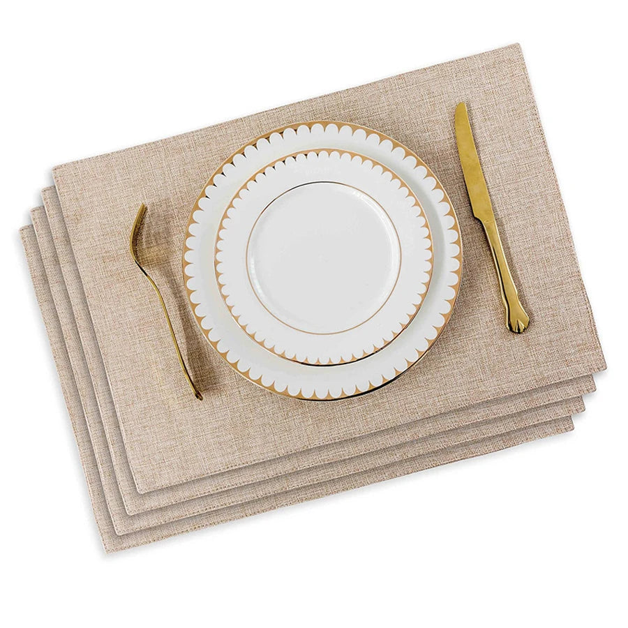 serviettes table lin beige gris noir classiques non glissantes table manger set pièces