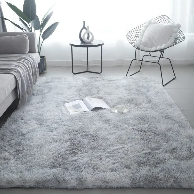 tapis moderne gris bleu rose beige peluche uni résistant décoloration sol