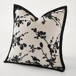 coussin carré motif floral noir classique décoration maison polyester adhésif 45x45cm moderne nordique