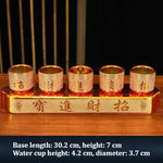 coupes décoratives or géométriques texture granulée classique élégant offrandes buddhistes ensemble ceremonial
