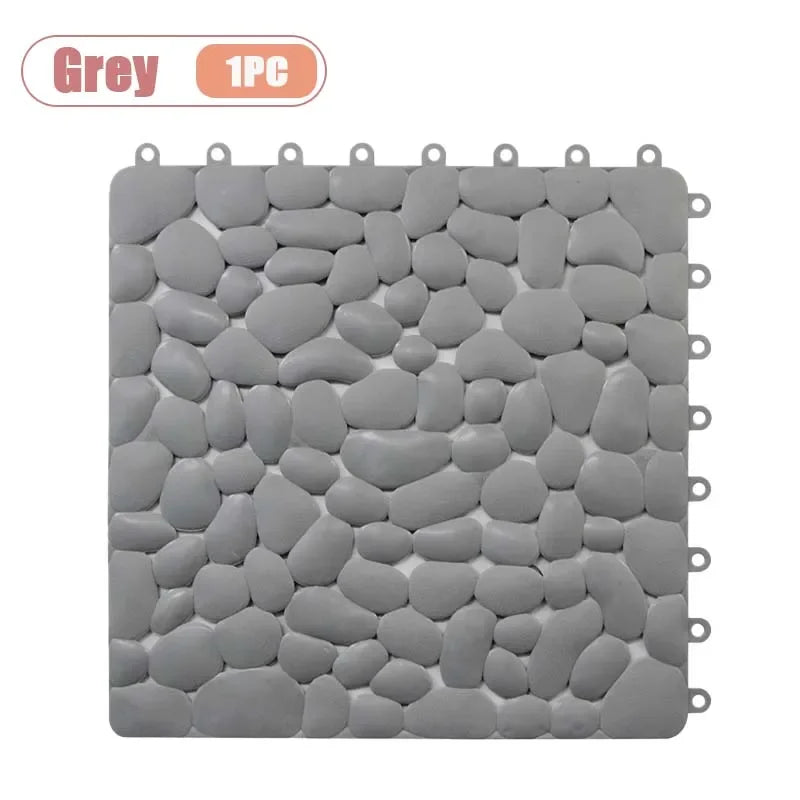 tapis sol antidérapant cailloux gris blanc moderne 30cm 30cm clips geometrique