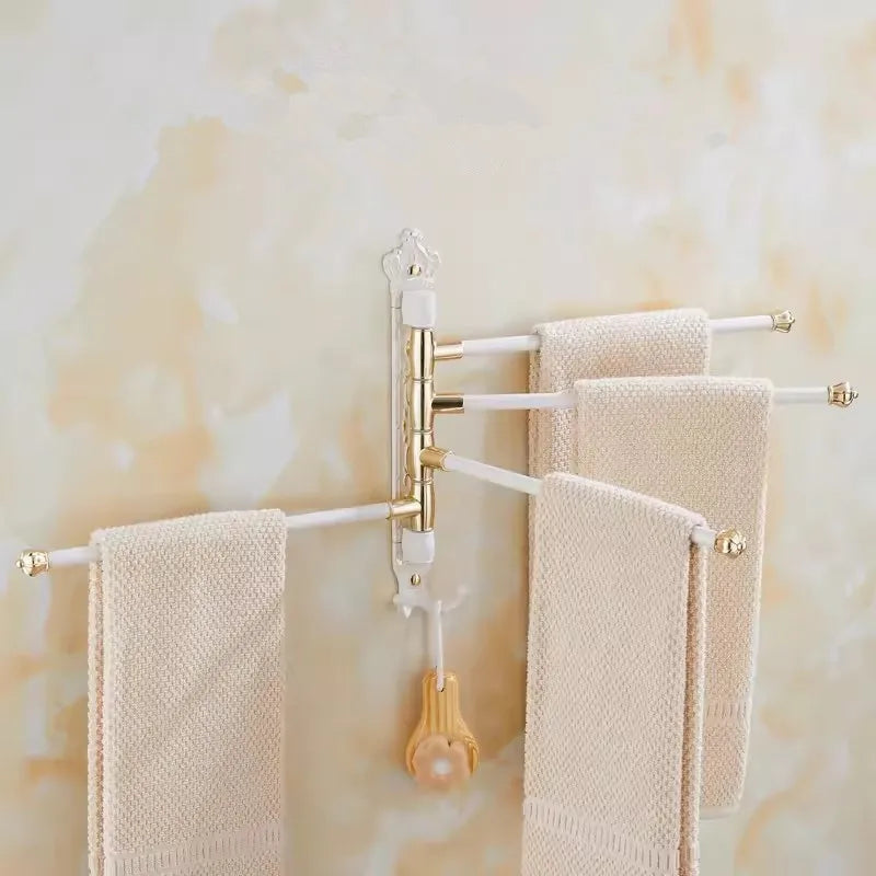 porte serviettes pivotant vintage blanc doré serviettes tissées fixation murale classique trois barres