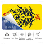 sticker autocollant cartes bancaires club américa dessin animé oiseau stylisé waterproof réutilisable bleu jaune