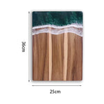 planches découper bois naturel bleu résine artisanale modernes cuillère couteau fourchette citron cerises épices