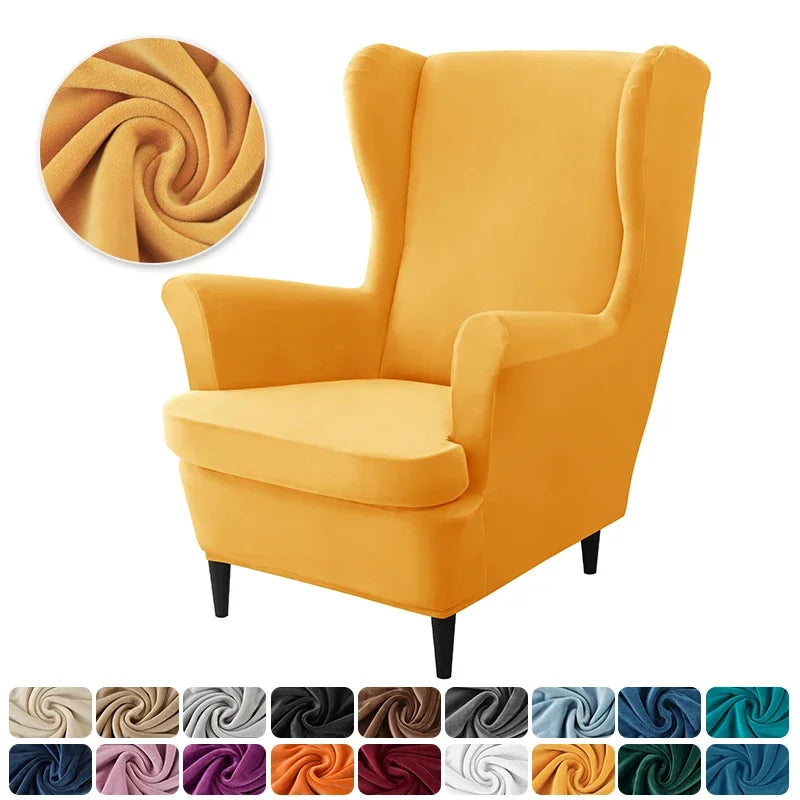 housse fauteuil oreilles velours extensible repose pied salon salon chambre