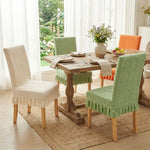 housse chaise classique rayures vert clair beige gris bleu marine polyester coton ruffles