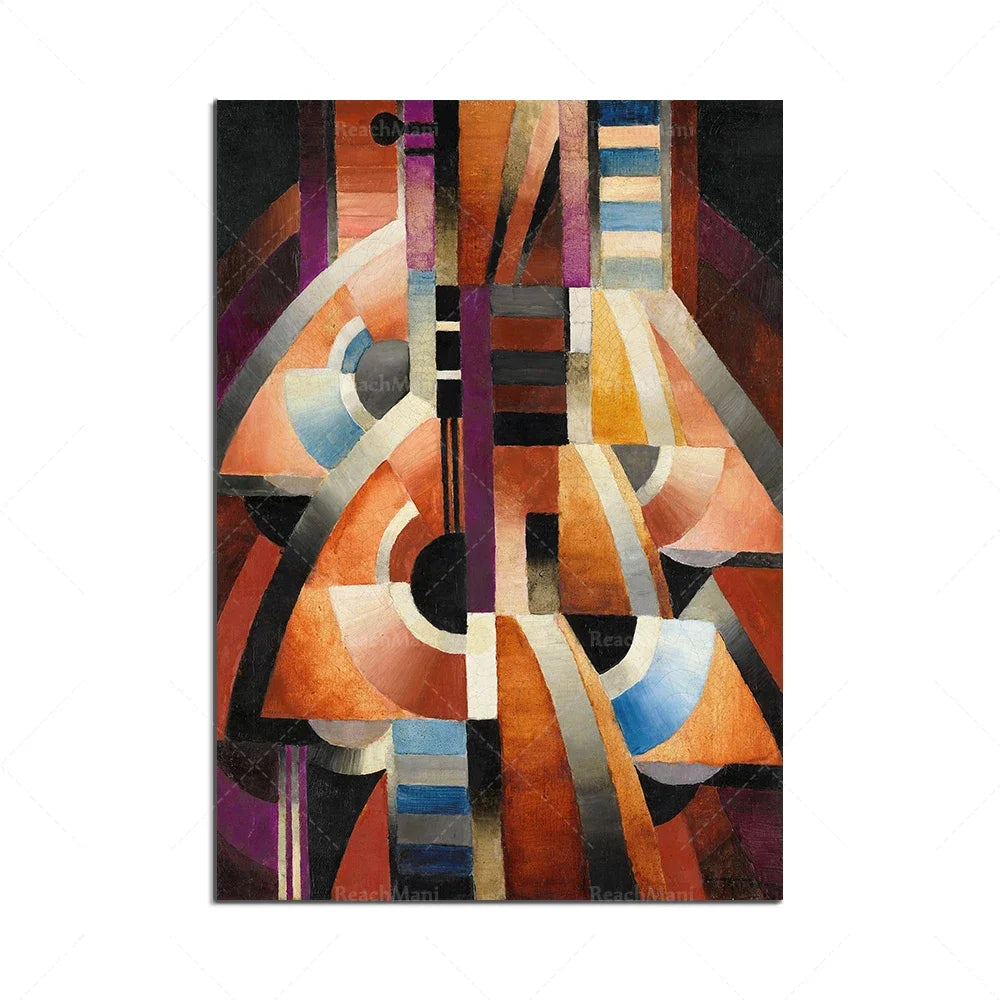 Une composition abstraite de formes géométriques et de couleurs vives, créant une ambiance dynamique et captivante.