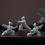 figurine tai chi métal gris clair asiatique minimaliste zen ornement maison