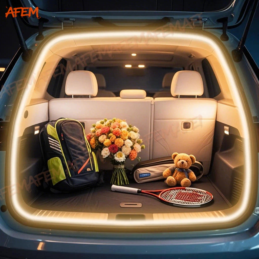 ruban led flexible blanc doré moderne adhésif éclairage ambiant intérieur voitures décoration coffre arrière