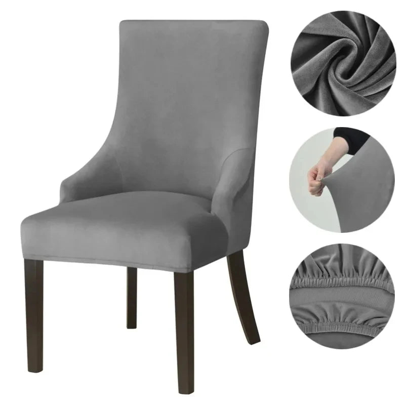 housse chaise velours gris moderne adhésive polyeste protection événementière banquet mariage