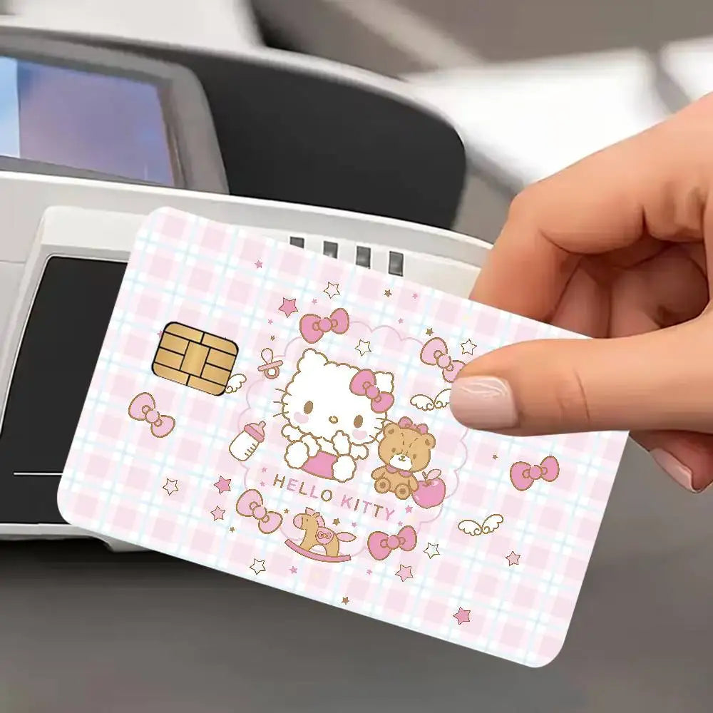autocollants carte credit dessin anime fleurs cerisier pp paper waterproof réutilisable roseclair oneunit
