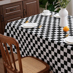 nappe table carreaux noir blanc classique réutilisable polyester coton machine été hiver printemps automne