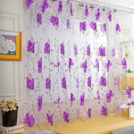 rideaux tulle motifs floraux pastorale translucides couleurs vives champêtre tringle rideau intérieur decoration