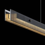 lampe suspendue moderne noir doré rayures horizontales câble électrique salon chambre restaurant cuisine