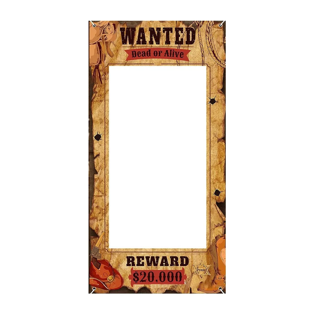 décoration photo anniversaire western motifs cactus bottes chapeaux panneau wanted opaque cowgirl