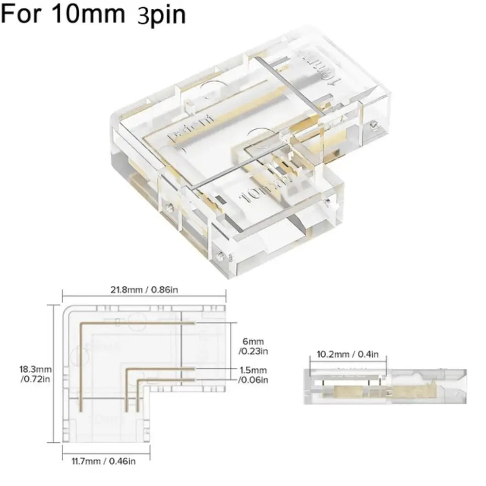 connecteur led transparent broches adhésif moderne pratique 10mm