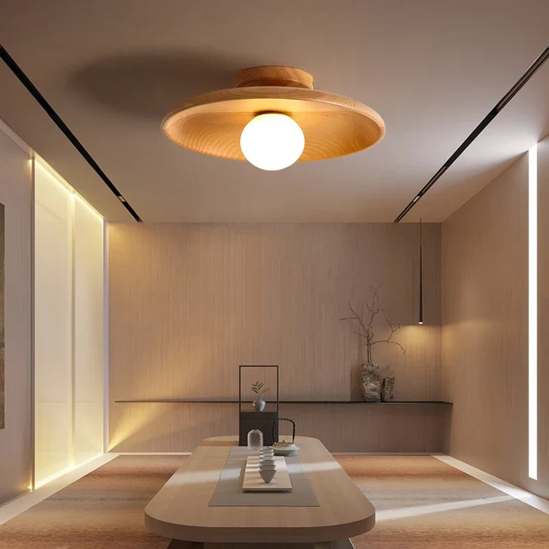 lampe moderne bois naturel finition polie éclairage intérieur tricolore led chambre couloir enfants