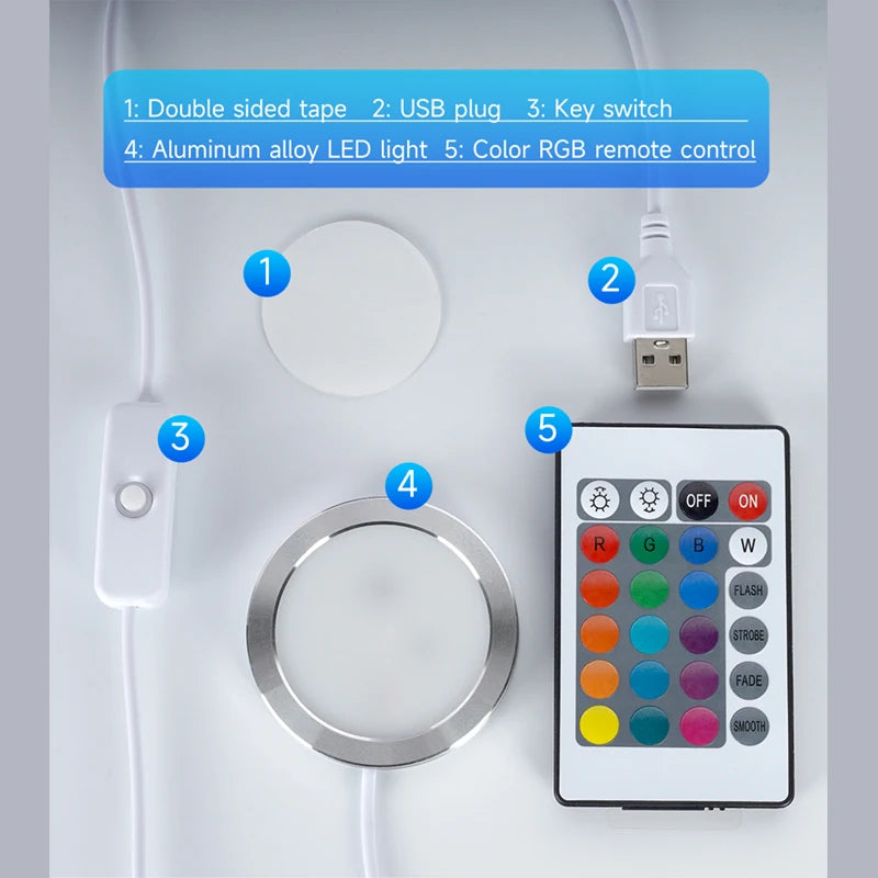kit lampe led diy ajustable aluminium usb télécommande couleur réseau mailles adhésif blanc chaud