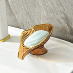 porte savon feuille transparente bord doré motif rayonné savon blanc vert orange moderne élégant