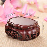 support décoratif bois gravures classique vase pot fleur tasse thé rouge foncé