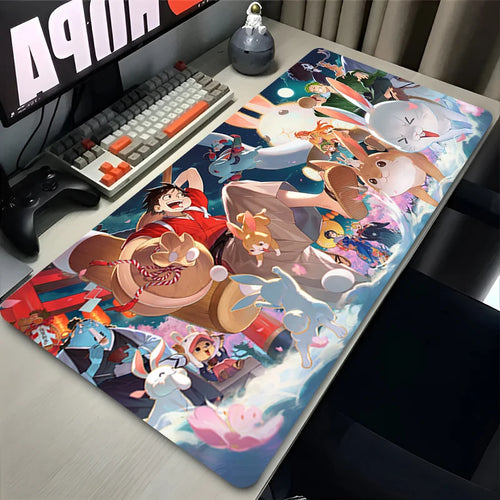 grand tapis souris anime xxl caoutchouc antidérapant gaming gamer noir multicolore