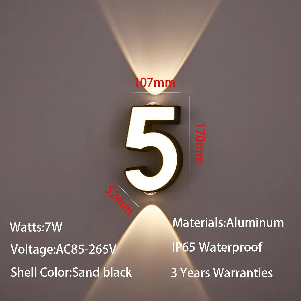 numéro lumineux led blanc noir moderne ip65 adhésif 7w minimalisteintérieur extérieur