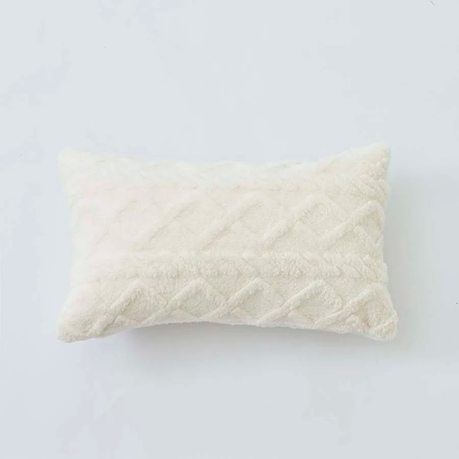 coussin peluche motif géométrique blanc moderne décoration intérieure lit sofa voiture 30x50cm machine wash