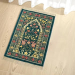tapis prière traditionnel motifs floraux géométriques polyester antidérapant noir vert rouge bleu