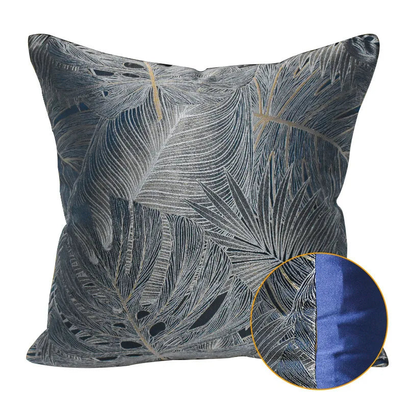 feuilles tropicales bleu marine coussin adhésif moderne decoration maison 50x50cm 45x45cm 40x60cm 30x50cm