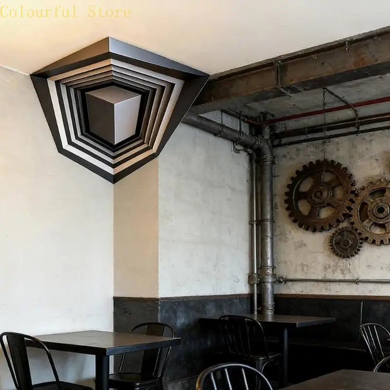 autocollants illusion 3d architecturaux geometriques moderne noir blanc gris