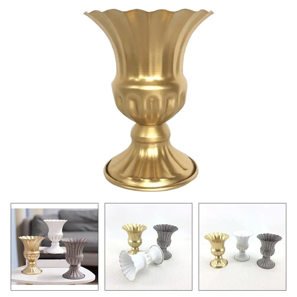 vase doré blanc gris floral classique élégant intérieur extérieur bouquets multiples support table arrangements