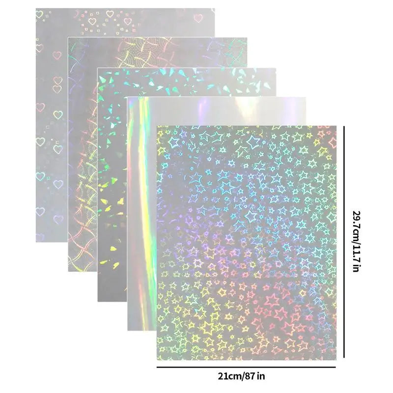 feuilles holographiques décoratives argentées cœurs étoiles motifs brillants moderne scintillant