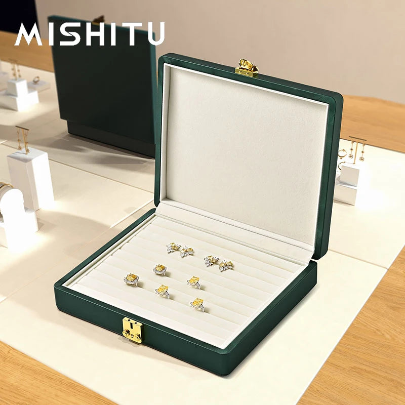 boîte rangement bijoux verte classique clips pu leather respectueux environnement moderne