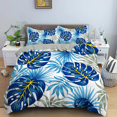 Housse de couette tropicale bleu ciel avec papillons