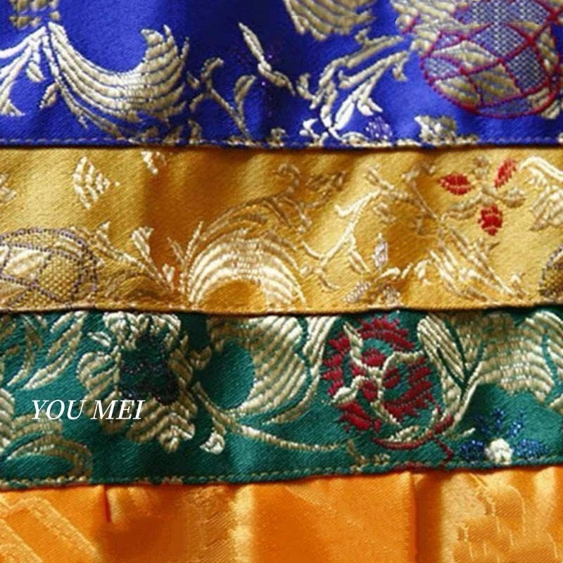 jupe classique brocart or bleu vert motifs floraux dorés hand made française erotique erotique