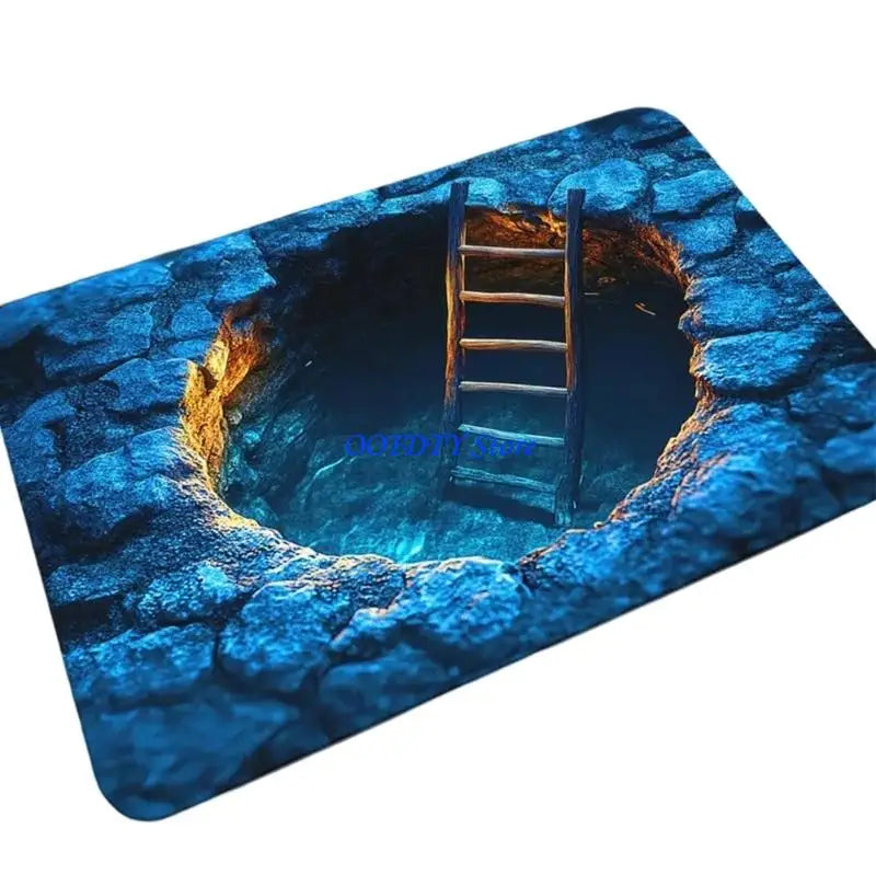 tapis paillasson illusion optique bleu vert marron jaune anti dérapant sécurité moderne naturel