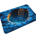 tapis paillasson illusion optique bleu vert marron jaune anti dérapant sécurité moderne naturel