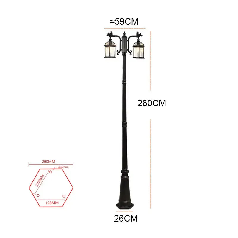 lampe rue classique vintage deux lanternes led noir doré ornements métalliquesextérieur ip65 flux lumineux