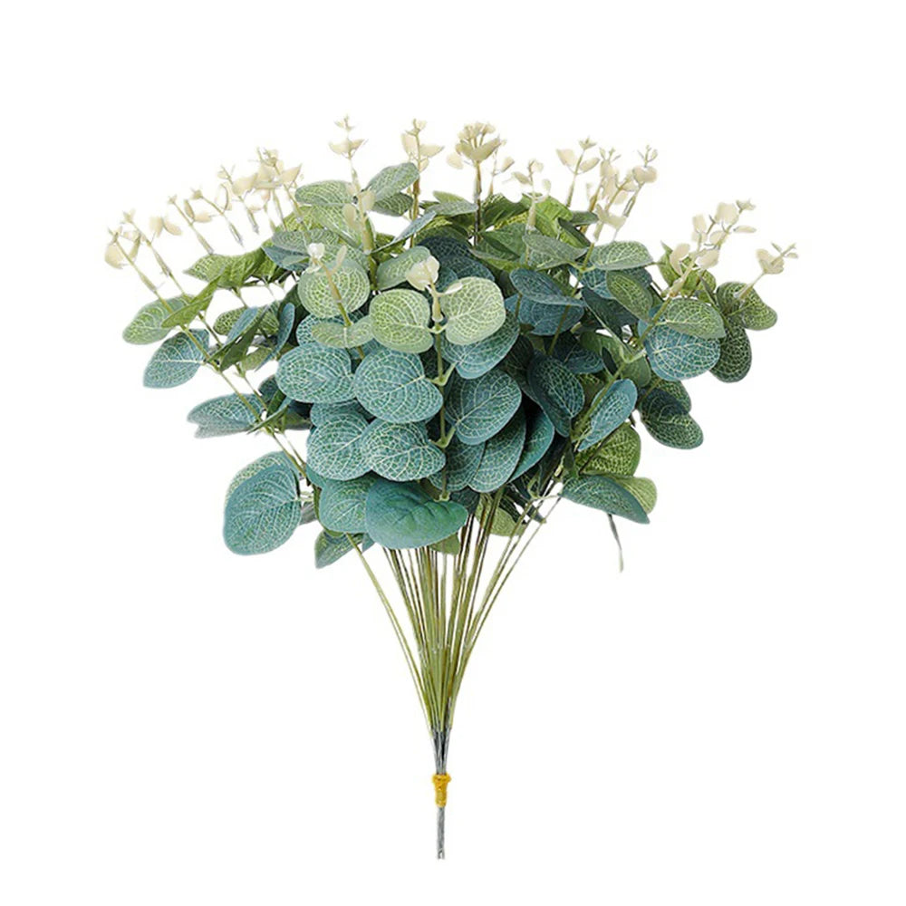 bouquet artificiel feuilles eucalyptus soie vert clair vert foncé naturel minimalisteintérieur extérieurDecoration mariage