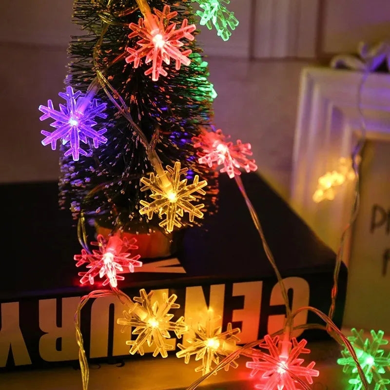 guirlande lumineuse flocons neige blanc multicolore occasion noël anniversaire mariage festive