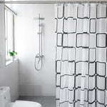 rideau douche moderne blanc noir carreaux géométriques opaque 120x180cm 150x200cm 180x200cm 200x180cm