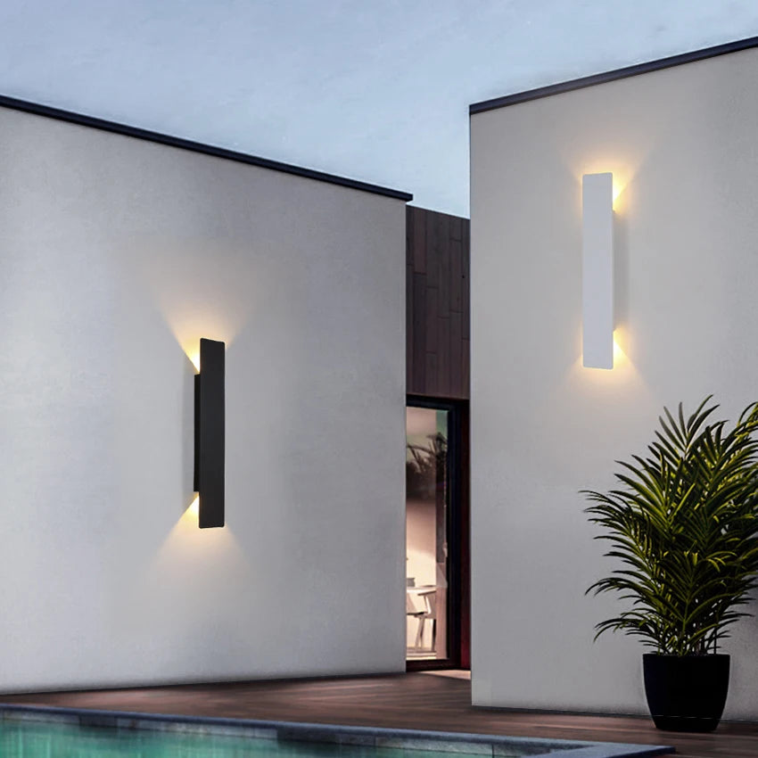 applique murale moderne led ip65 18w 41cm 24w 61cm noir aluminium