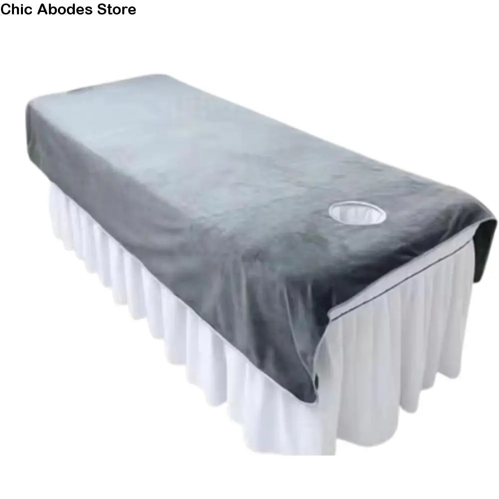couvre lit massage velours gris blanc rose marron clair doux moderne 80x200cm 120x200cm
