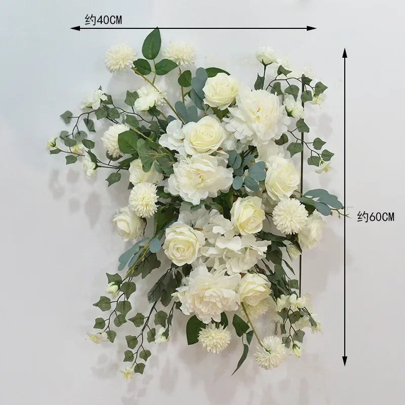 décoration murale fleurs artificielles blanc roses mariage romantique intérieur eucalyptus verte