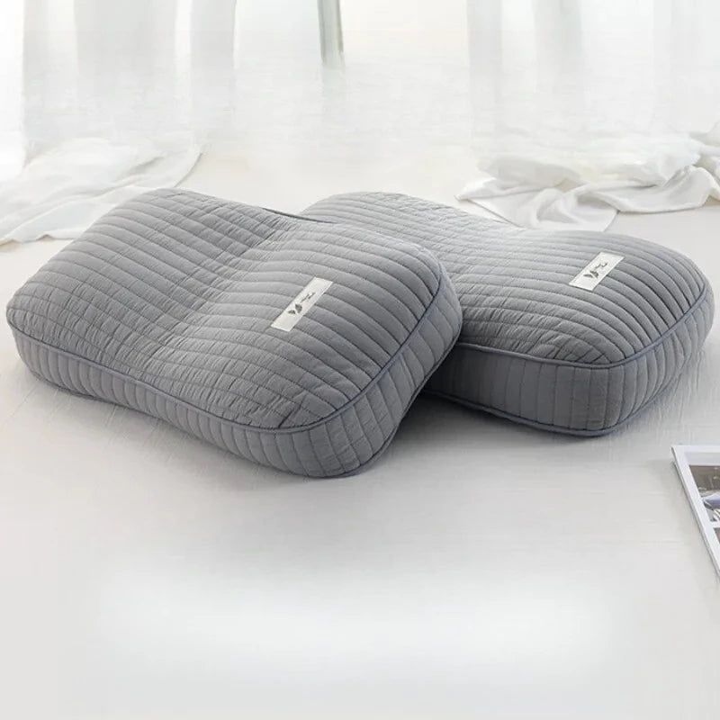 oreiller sarrasin coton gris vert rayures moderne massage 48x26cm qualité single